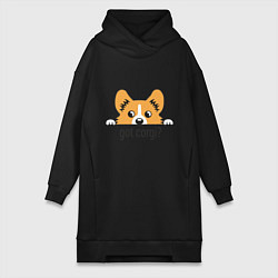 Женское худи-платье Got Corgi, цвет: черный