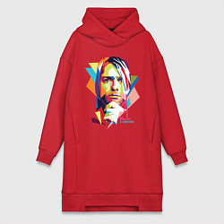 Женское худи-платье Kurt Cobain: Colors, цвет: красный