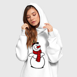 Женское худи-платье Весёлый снеговик, цвет: белый — фото 2