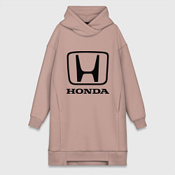 Женское худи-платье Honda logo, цвет: пыльно-розовый