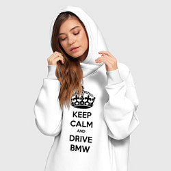 Женское худи-платье Keep Calm & Drive BMW, цвет: белый — фото 2