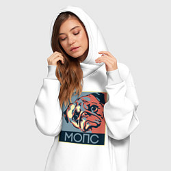 Женское худи-платье Мопс, цвет: белый — фото 2