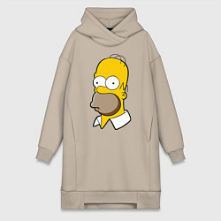 Женское худи-платье Sad Homer, цвет: миндальный