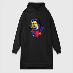 Женское худи-платье Messi Art, цвет: черный