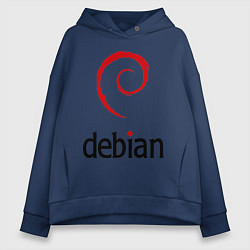 Толстовка оверсайз женская Debian, цвет: тёмно-синий