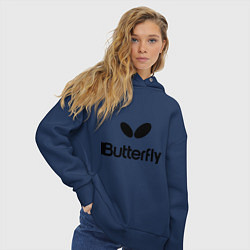 Толстовка оверсайз женская Butterfly Logo, цвет: тёмно-синий — фото 2