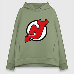 Толстовка оверсайз женская New Jersey Devils, цвет: авокадо