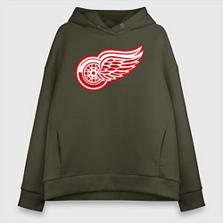 Толстовка оверсайз женская Detroit Red Wings, цвет: хаки