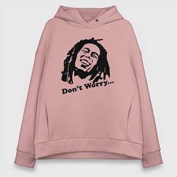 Толстовка оверсайз женская Bob Marley: Don't worry, цвет: пыльно-розовый