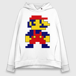 Толстовка оверсайз женская Pixel Mario, цвет: белый