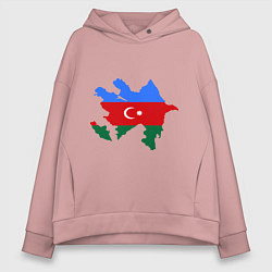 Толстовка оверсайз женская Azerbaijan map, цвет: пыльно-розовый