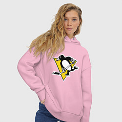 Толстовка оверсайз женская Pittsburgh Penguins, цвет: светло-розовый — фото 2