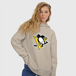 Толстовка оверсайз женская Pittsburgh Penguins, цвет: миндальный — фото 2