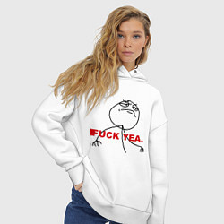 Толстовка оверсайз женская FUCK YEA, цвет: белый — фото 2