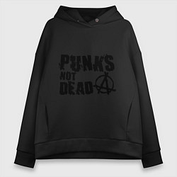 Толстовка оверсайз женская Punks not dead, цвет: черный