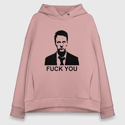 Толстовка оверсайз женская Fight Club: Fuck You, цвет: пыльно-розовый