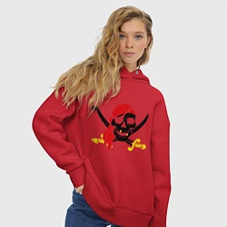Толстовка оверсайз женская Пиратская футболка, цвет: красный — фото 2