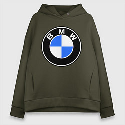 Толстовка оверсайз женская Logo BMW, цвет: хаки