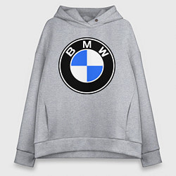 Толстовка оверсайз женская Logo BMW, цвет: меланж
