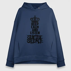 Толстовка оверсайз женская Keep Calm & Listen Suicide Silence, цвет: тёмно-синий