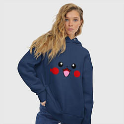 Толстовка оверсайз женская Happy Pikachu, цвет: тёмно-синий — фото 2