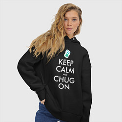 Толстовка оверсайз женская Keep Calm & Chug on, цвет: черный — фото 2