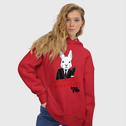 Толстовка оверсайз женская Misfits: White rabbit, цвет: красный — фото 2