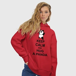 Толстовка оверсайз женская Keep Calm & Hug A Panda, цвет: красный — фото 2