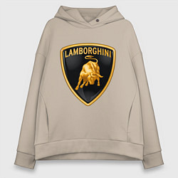 Толстовка оверсайз женская Lamborghini logo, цвет: миндальный