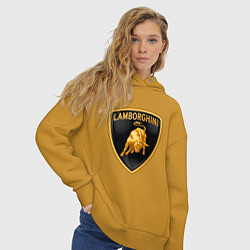 Толстовка оверсайз женская Lamborghini logo, цвет: горчичный — фото 2