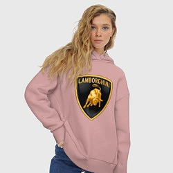 Толстовка оверсайз женская Lamborghini logo, цвет: пыльно-розовый — фото 2