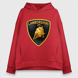 Толстовка оверсайз женская Lamborghini logo, цвет: красный