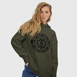 Толстовка оверсайз женская Slipknot Pentagram, цвет: хаки — фото 2