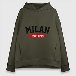 Толстовка оверсайз женская FC Milan Est. 1899, цвет: хаки