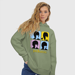 Толстовка оверсайз женская The Beatles: pop-art, цвет: авокадо — фото 2