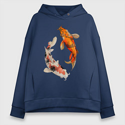 Толстовка оверсайз женская Инь-Ян, цвет: тёмно-синий