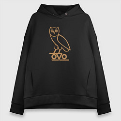 Толстовка оверсайз женская OVO Owl, цвет: черный