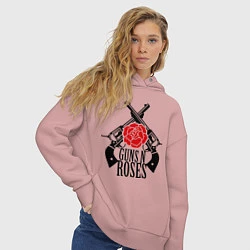Толстовка оверсайз женская Guns n Roses: guns, цвет: пыльно-розовый — фото 2