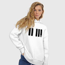 Толстовка оверсайз женская Отпечаток ноты, цвет: белый — фото 2