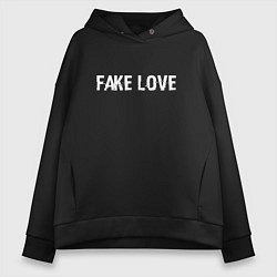 Толстовка оверсайз женская FAKE LOVE, цвет: черный