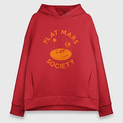 Толстовка оверсайз женская Flat Mars Society, цвет: красный