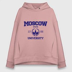Толстовка оверсайз женская MGU Moscow University, цвет: пыльно-розовый
