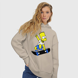 Толстовка оверсайз женская Барт на скейте, цвет: миндальный — фото 2