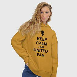 Толстовка оверсайз женская Keep Calm & United fan, цвет: горчичный — фото 2