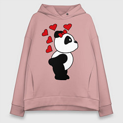 Толстовка оверсайз женская Поцелуй панды: для нее, цвет: пыльно-розовый
