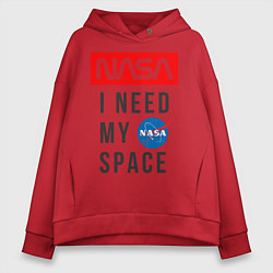 Толстовка оверсайз женская Nasa i need my space, цвет: красный