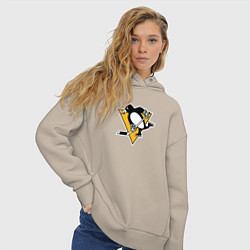 Толстовка оверсайз женская Pittsburgh Penguins: Evgeni Malkin, цвет: миндальный — фото 2