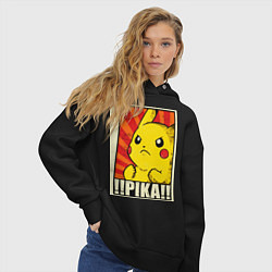 Толстовка оверсайз женская Pikachu: Pika Pika, цвет: черный — фото 2