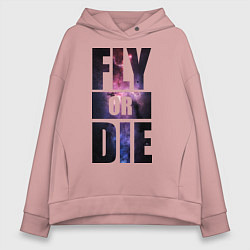 Толстовка оверсайз женская Fly or Die: Space цвета пыльно-розовый — фото 1