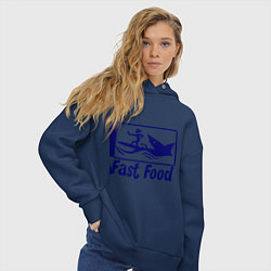 Толстовка оверсайз женская Shark fast food, цвет: тёмно-синий — фото 2